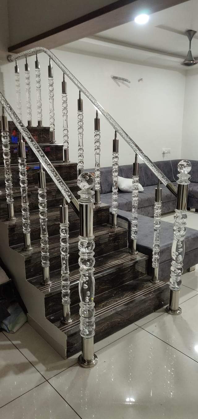 Spiral staircase steel railing work