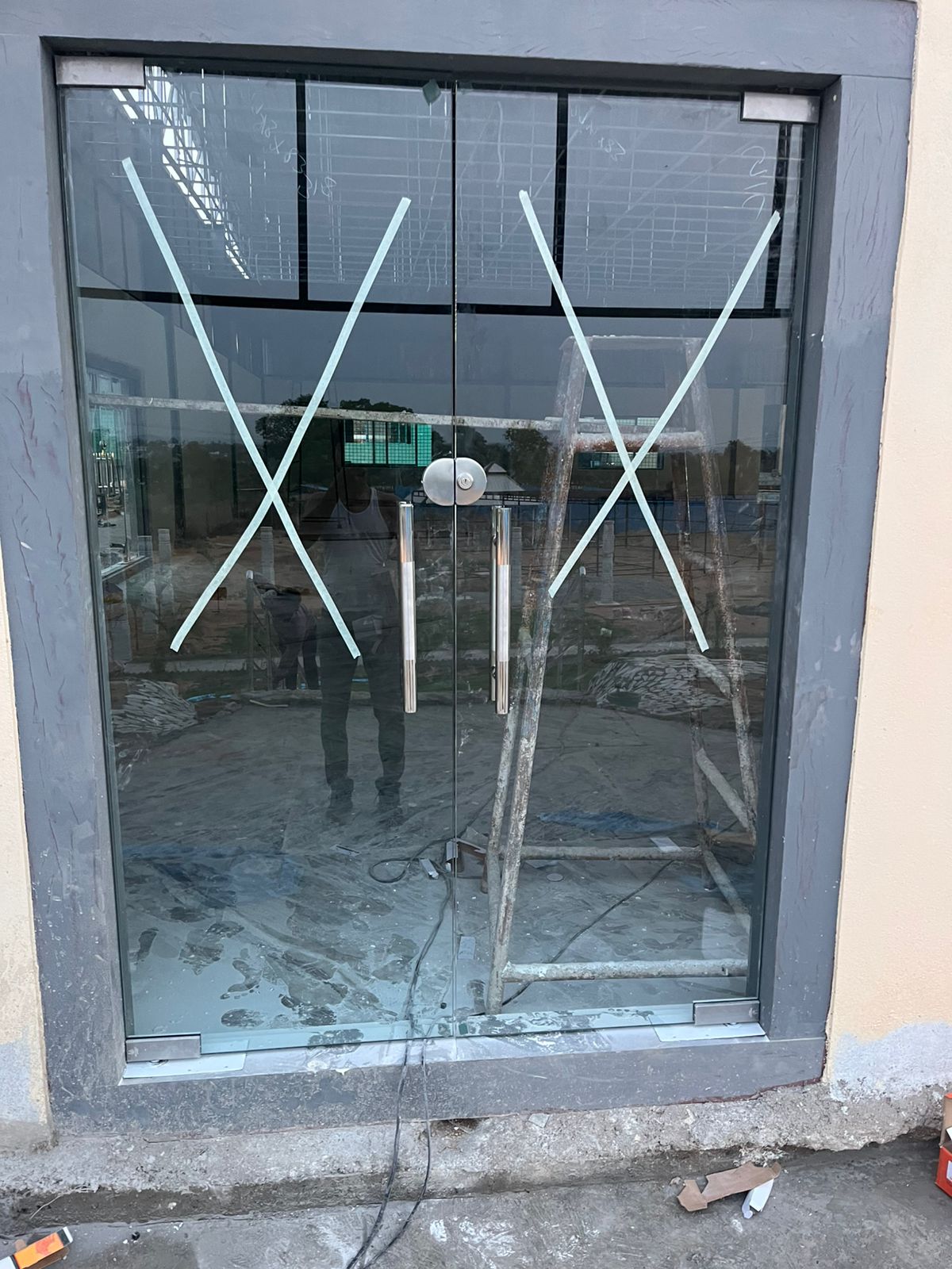 Glass storefront installation