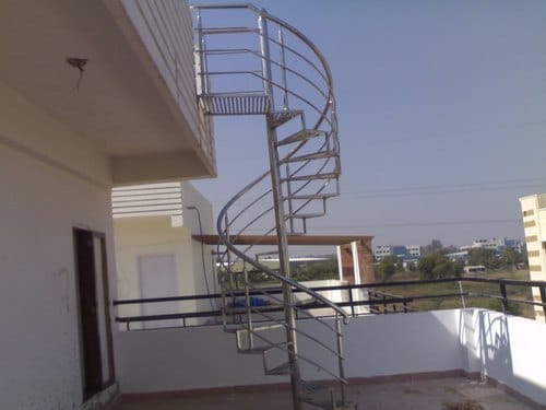 Exterior spiral staircase fabrication