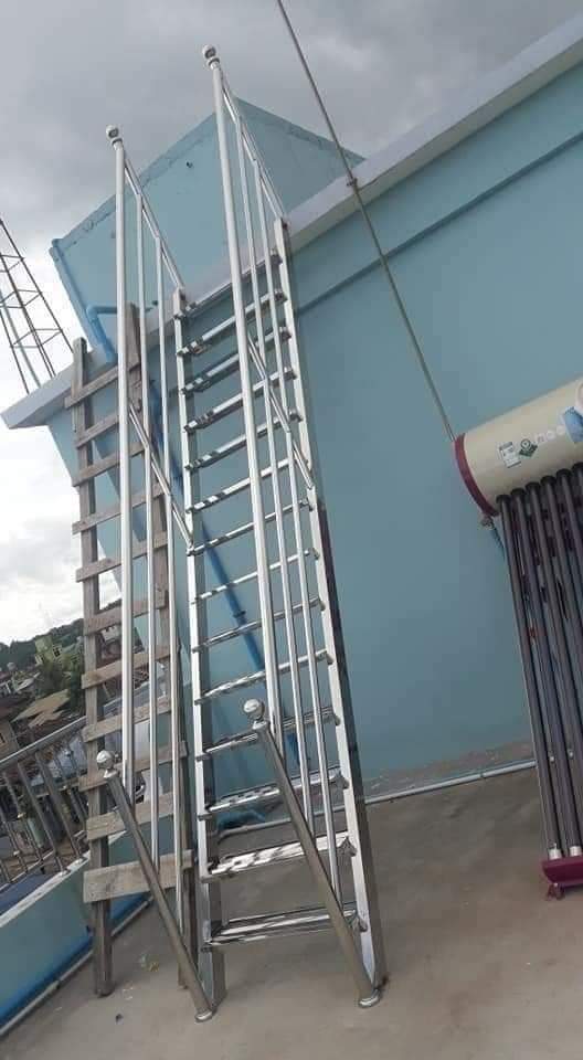 Spiral staircase steel railing work